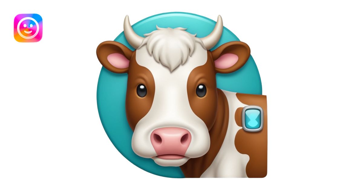 Emoji-style icon of a cow and buffalo with a scan frame or AI detection ...