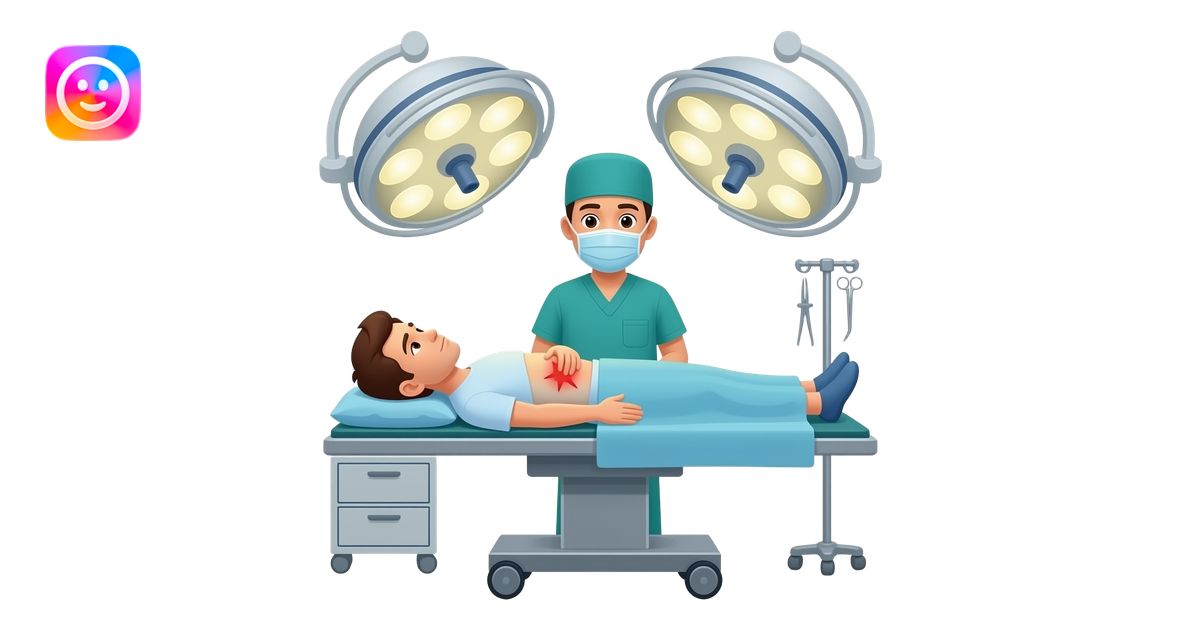 patient with abdominal pain in surgery operating room emoji | AI Emoji ...