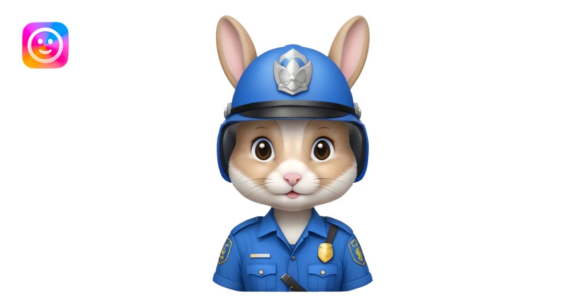 cute Rabbit police, blue uniform including helmet of uniform emoji | AI ...