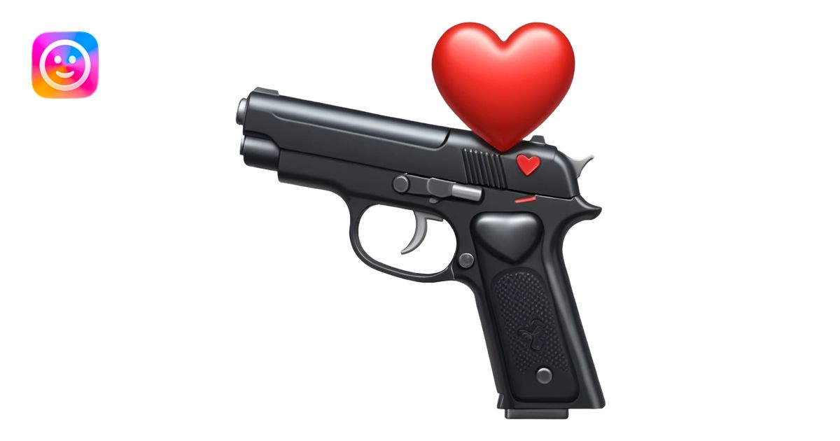 Black hand gun shooting a heart bullets out of the tip emoji | AI Emoji ...
