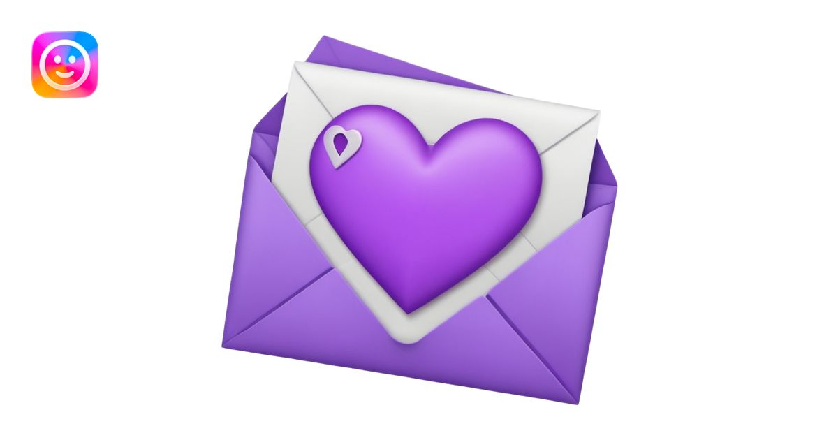 IOS's love letter emoji but with a purple heart instead of a red heart ...
