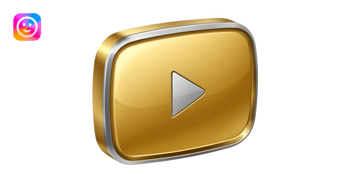 YouTube golden play button with silver edges. make it caricature type ...