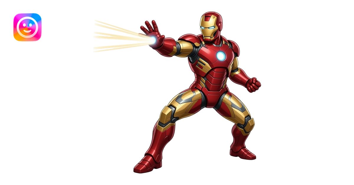 Iron man emoji striking lights where his full body like head to toe is ...