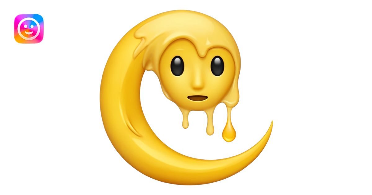 Melting waning crescent moon without any face and should in yellow ...