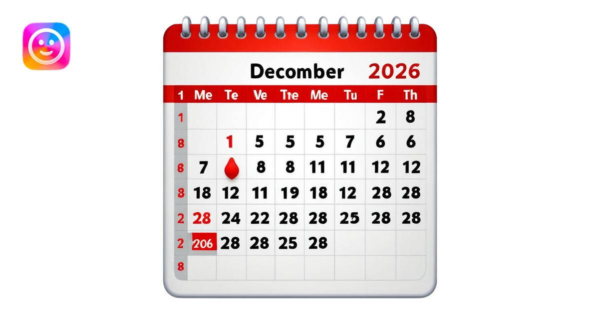 create a calendar for december 2026 , monday comes first day of the ...
