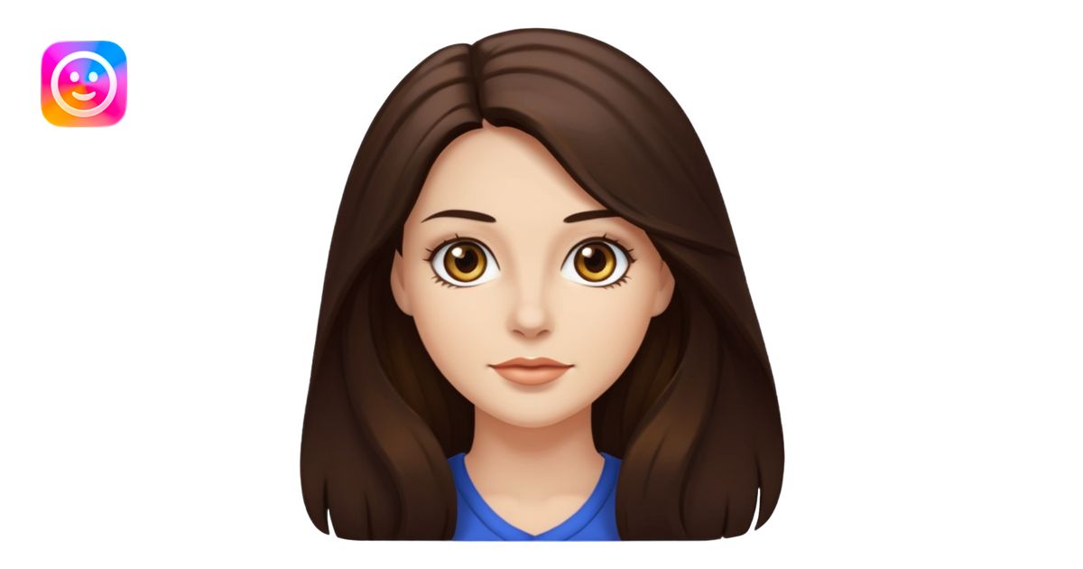 Renee Sands with long dark brown hair, hazel eyes emoji | AI Emoji ...