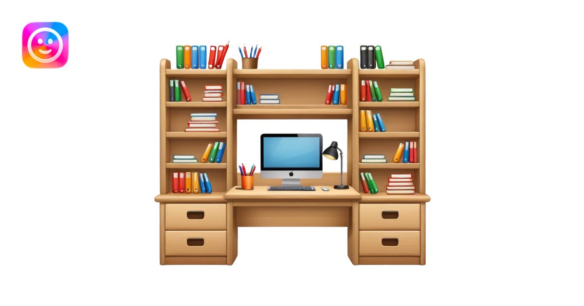 Make a.study table emoji with shelves. emoji | AI Emoji Generator