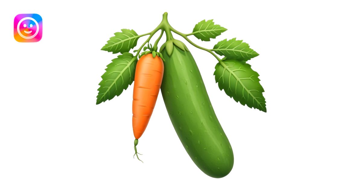 cucumber, eggplant, big carrot, on a branch emoji | AI Emoji Generator