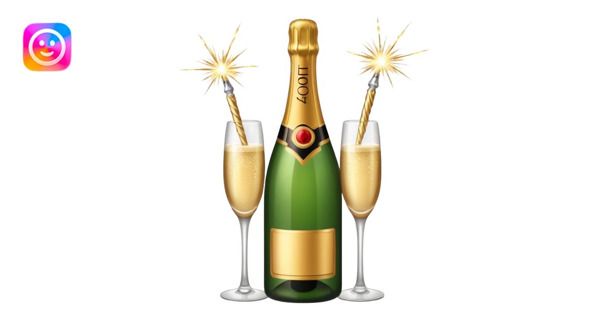 champagne bottle and champagne glasses and champagne sparklers on the ...