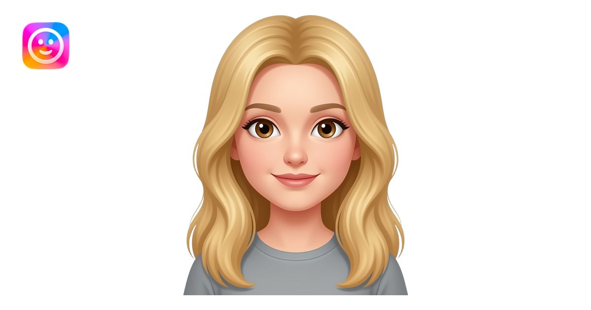 Girl with long blonde hair and brown eyes emoji | AI Emoji Generator