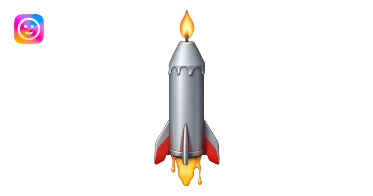 THe candle emoji on a 45* rocket emoji | AI Emoji Generator