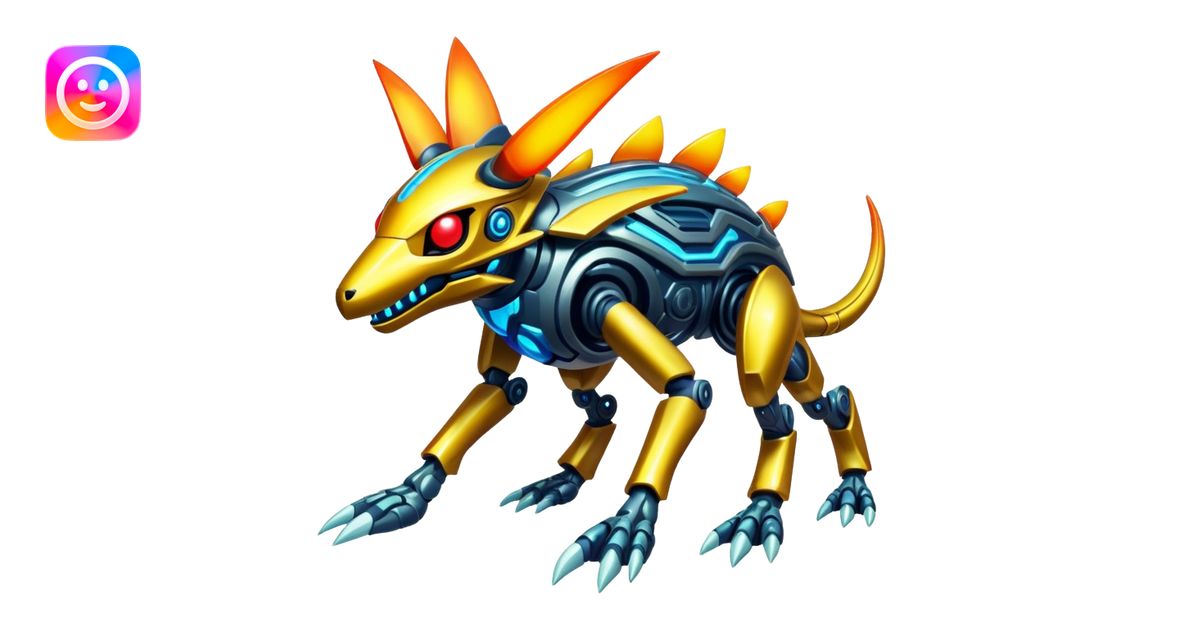 tropical cyber-Protogen-Fakémon-Vernid-creature emoji | AI Emoji Generator