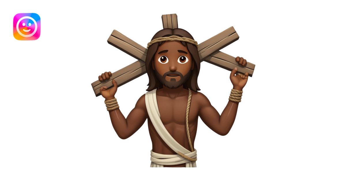 Dark skin Jesus christ injured tied ti ropes carries cross emoji | AI ...