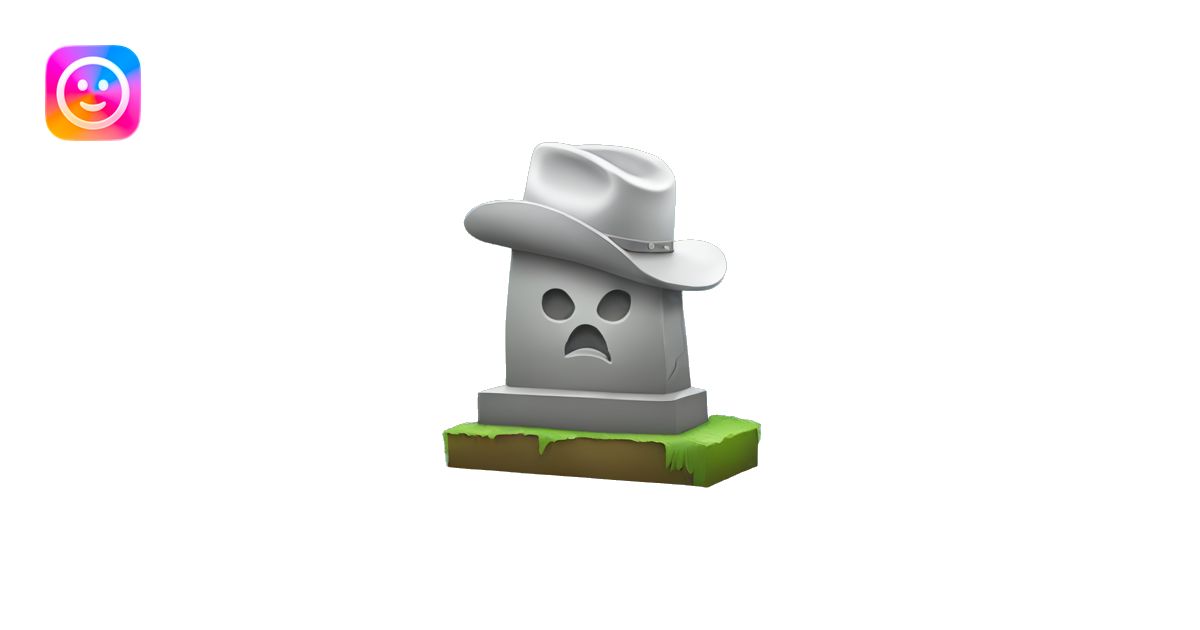 headstone that has the twitter logo on it and is wearing a cowboy hat ...