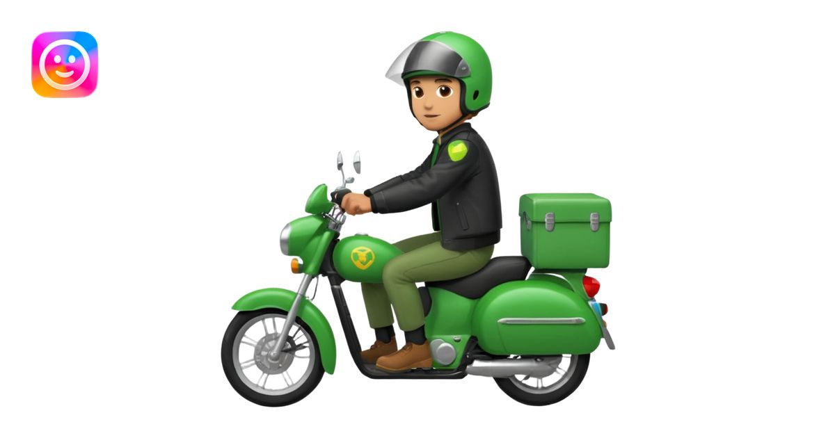 a man riding his green delivery motorcicle emoji | AI Emoji Generator