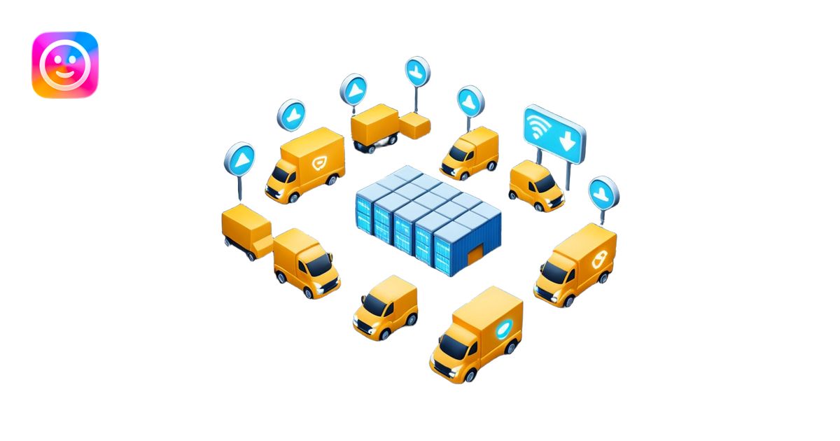 create a realistic emoji of a futuristic warehouse automation. A ...