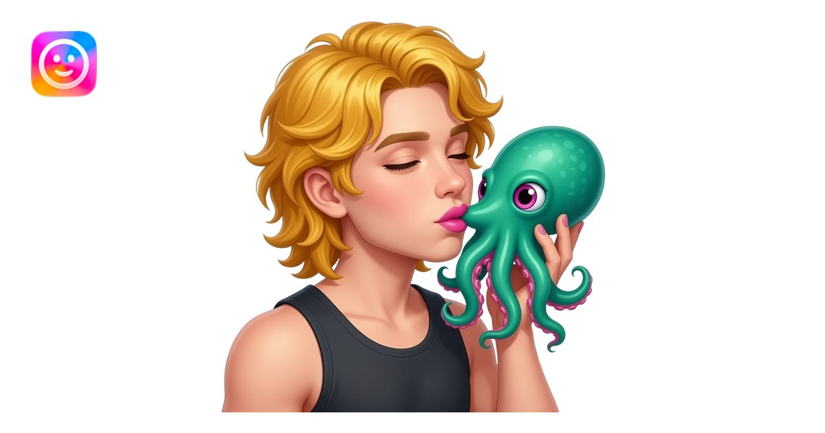 A muscular Smooth talking Hunky boy And A green Squid who Wear pink Eye ...