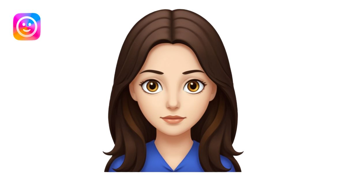 Renee Sands with long dark brown hair, hazel eyes emoji | AI Emoji ...
