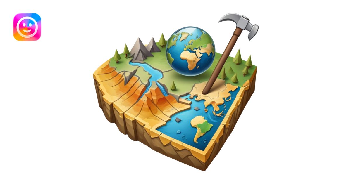 An icon featuring a pickaxe and a geological map, and layers of Earth’s ...