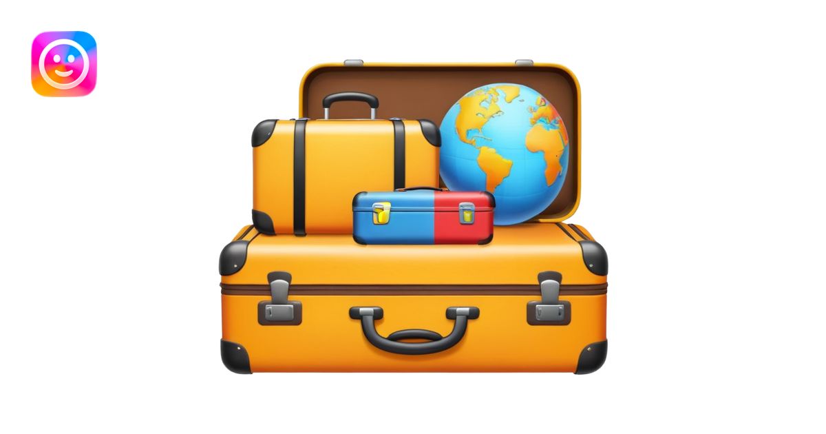 world with luggage cute emoji | AI Emoji Generator