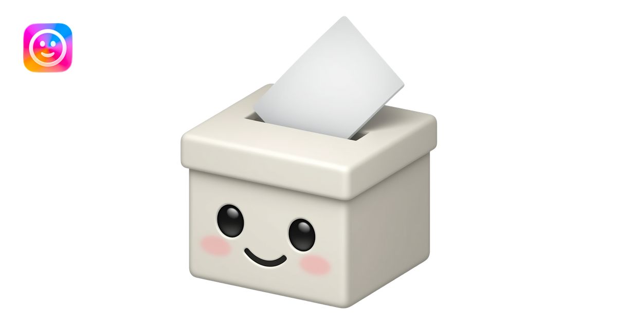 Realistic cute voting ballot box elegant emoji | AI Emoji Generator