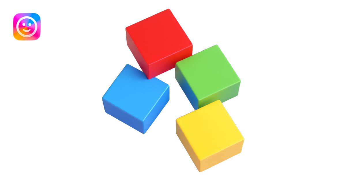 Microsoft logo, four colored squares red green blue yellow, 3D effect ...