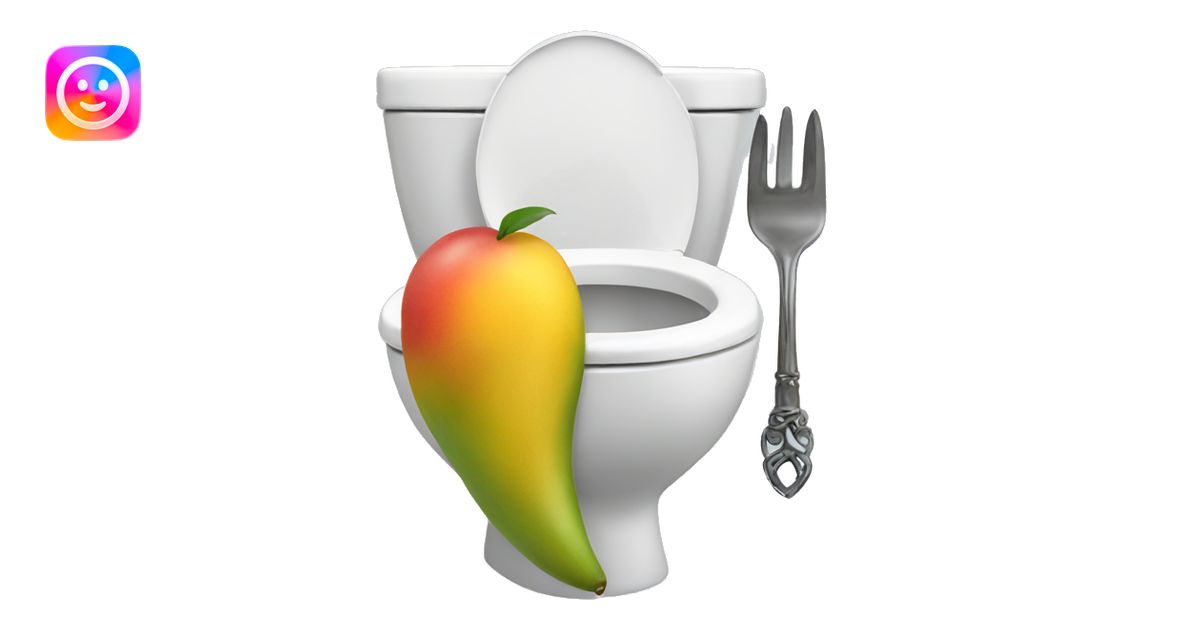 Skibidi toilet eating a mango on a fork emoji | AI Emoji Generator
