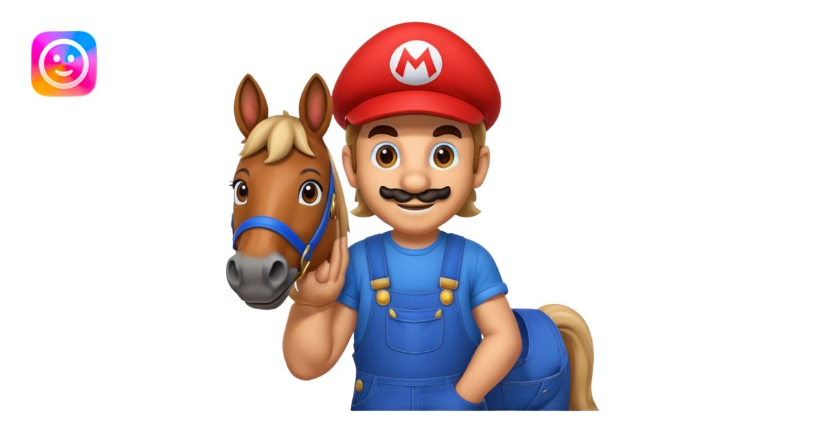 Super Mario Hiding into the horse emoji | AI Emoji Generator