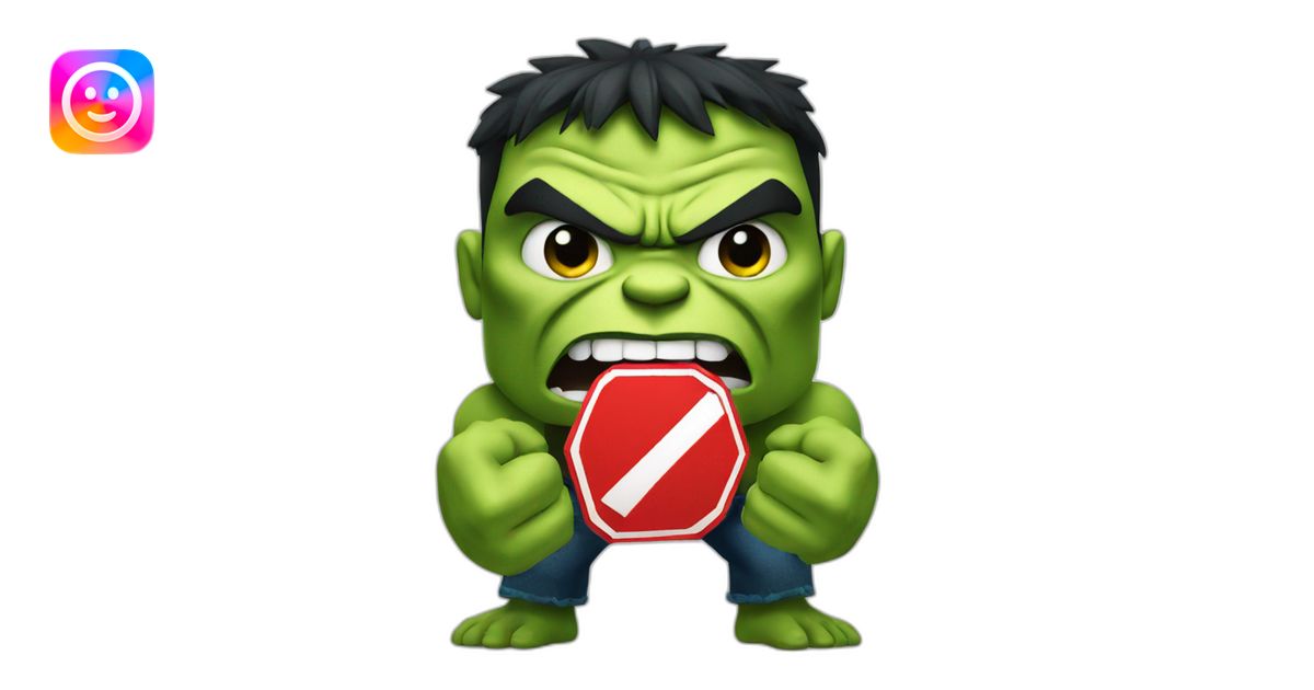 angry hulk holding a stop sign emoji | AI Emoji Generator