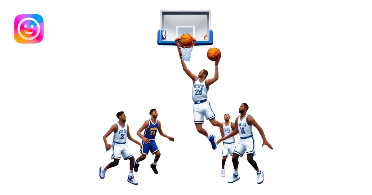 An icon showing a basketball court with players in action, inspired by ...