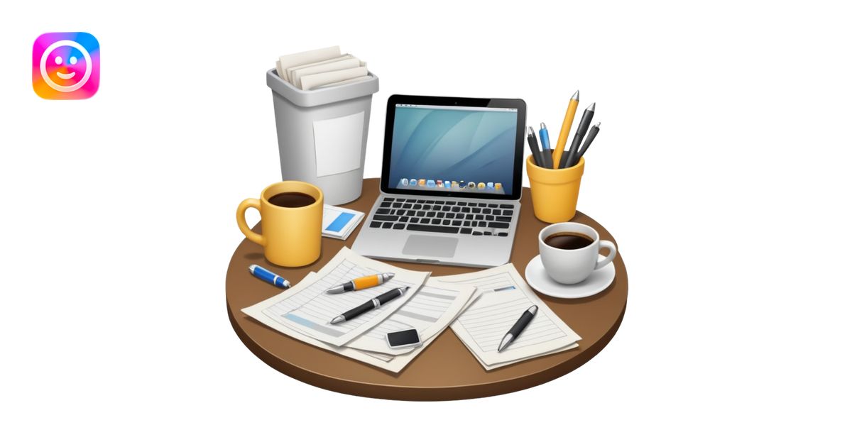 Messy Desk with emoji | AI Emoji Generator
