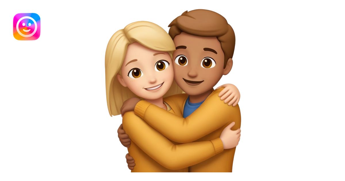 Two characters hugging each other warmly emoji | AI Emoji Generator