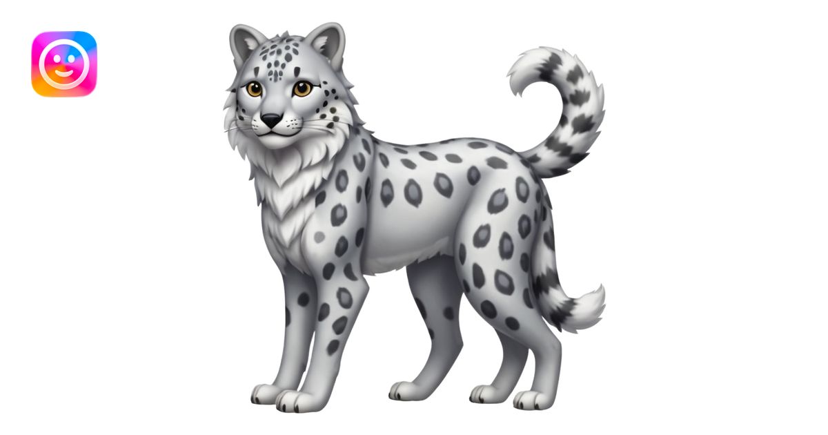 Snow-leopard-wolf-hybrid-fusion-animal-creature, full body emoji | AI ...