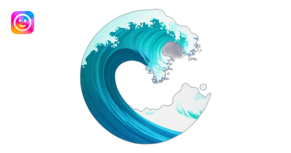 create an illustrated flat simple logo of a wave as it reaches ...