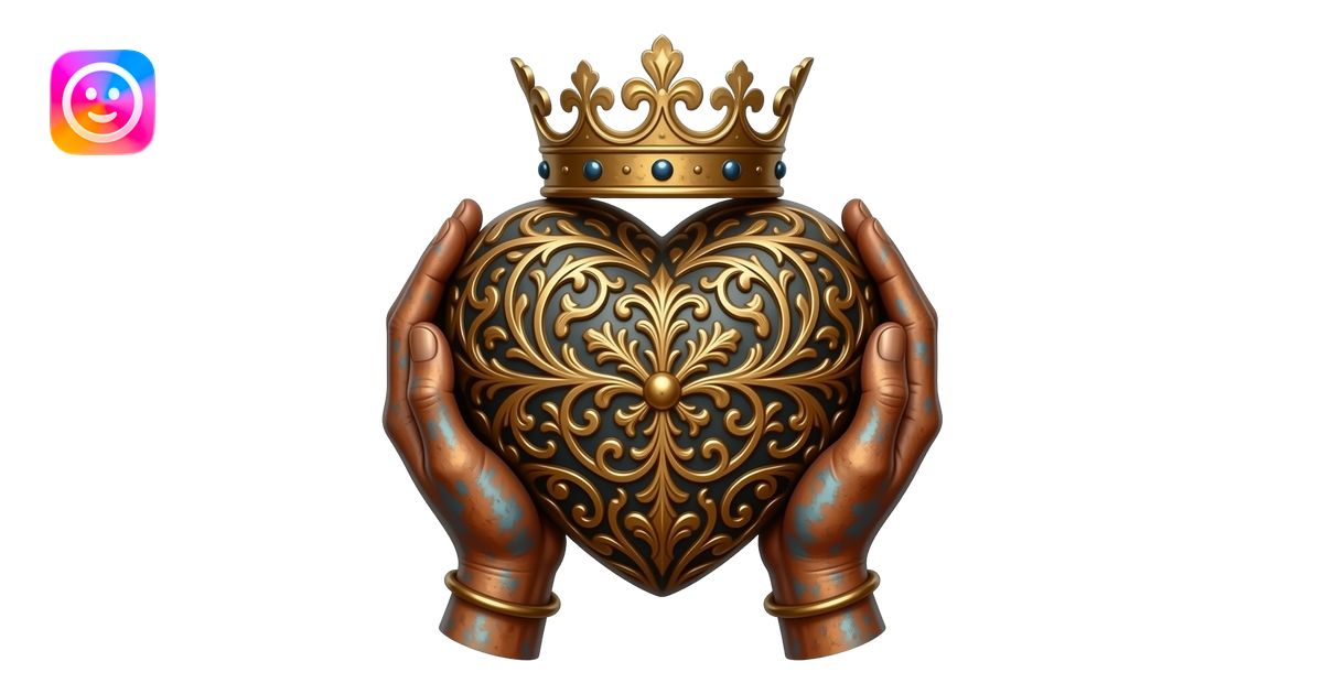 Two elegant, rusty women's hands hold a bronze, excessively ornate ...