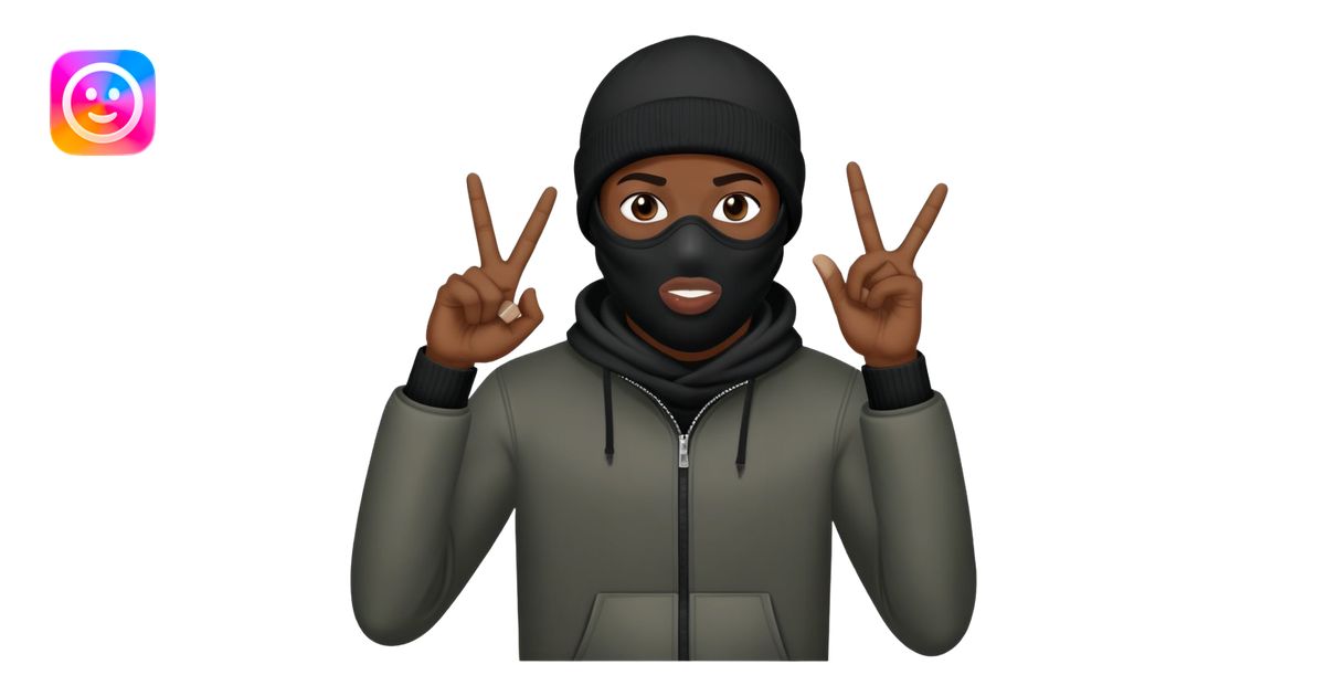 make a yn thug with ski mask throwing up gang signs emoji | AI Emoji ...
