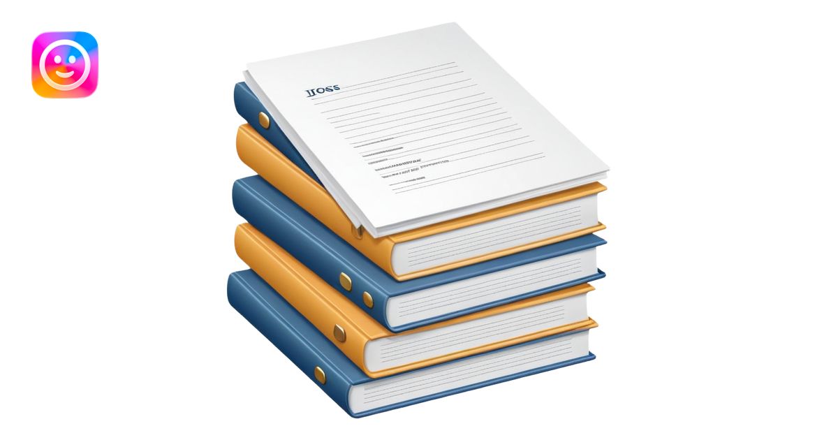realistic stack of documents with title page emoji | AI Emoji Generator