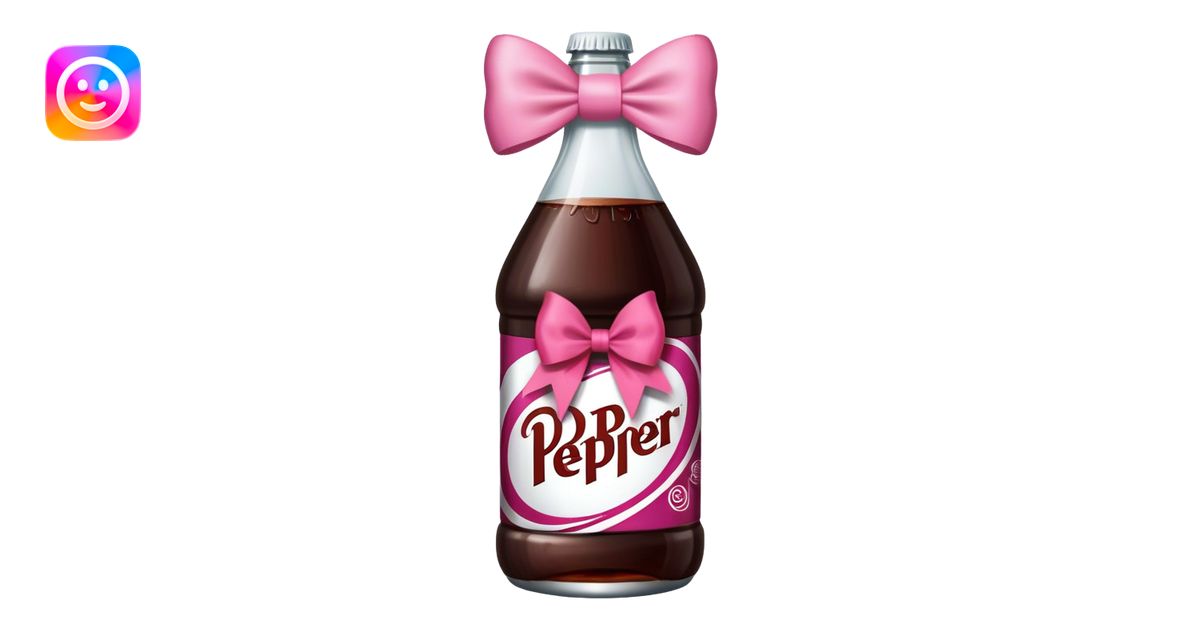 dr pepper bottle with a pink bow on top emoji | AI Emoji Generator