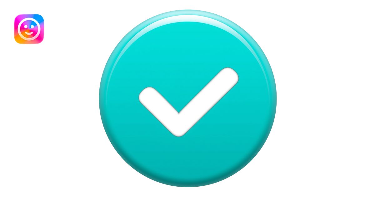 Minimalist emoji icon, bright turquoise circular button with a white ...