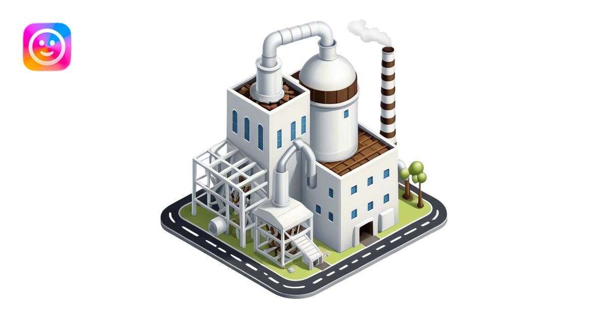 Isometric small white sugar factory emoji | AI Emoji Generator