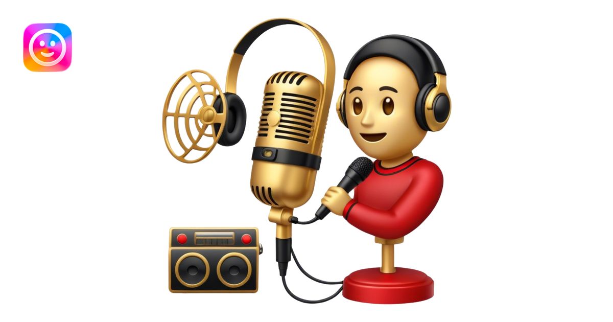 Create a dynamic and cinematic emoji that represents voice-over and ...