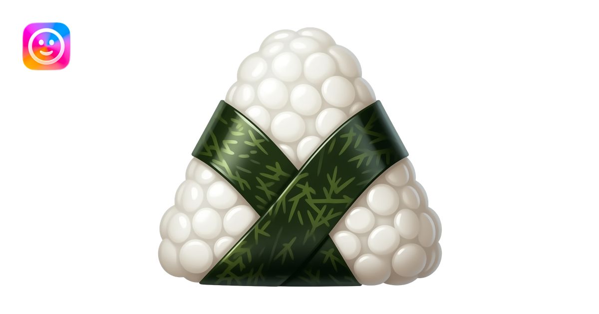 cute triangle kimbap emoji, glossy wrapper texture, dark seaweed ...