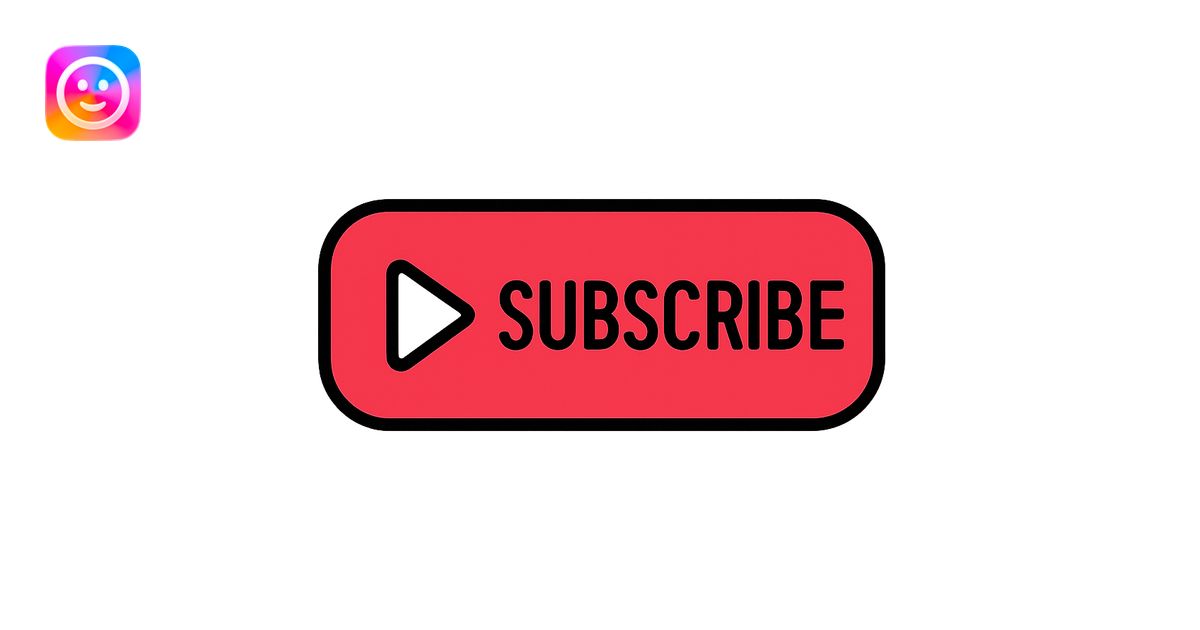 YouTube subscribe button, bold red, rounded rectangle, white play icon ...