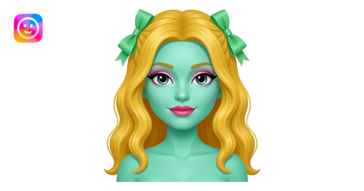 A seafoam Green squid she has very long yellow/ginger hair with lime ...