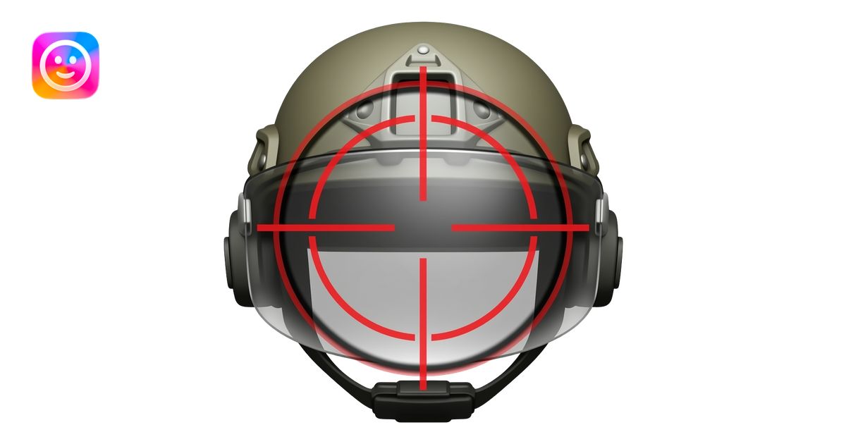 A red sniper reticle over a helmet. emoji | AI Emoji Generator