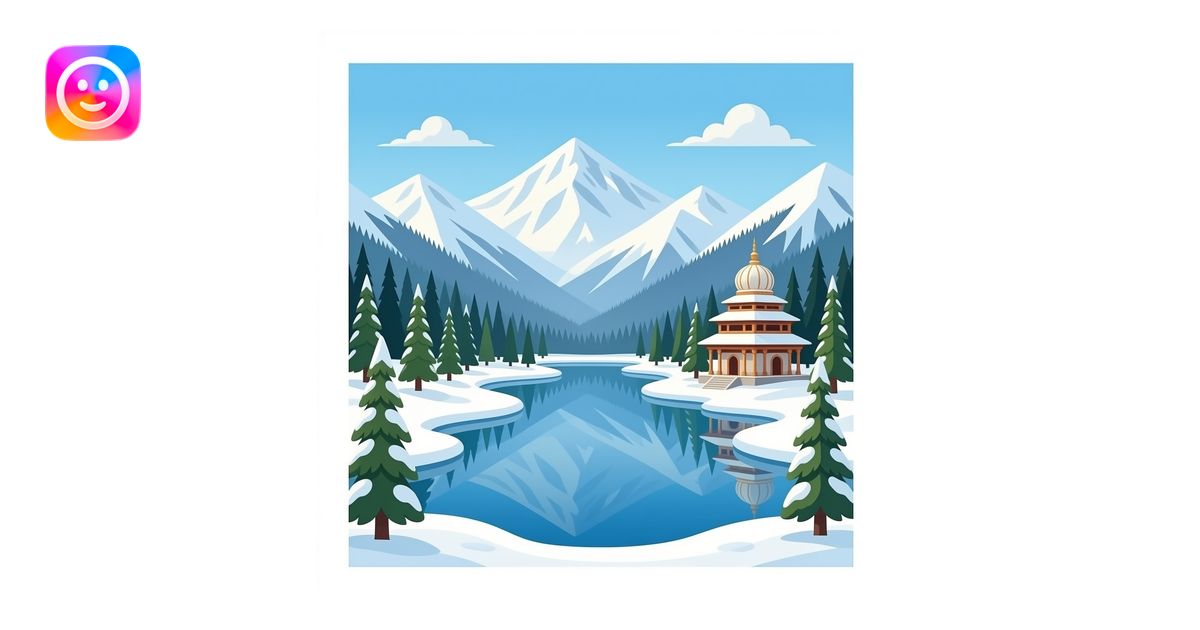 jammu and kashmir snow mountains lake temple emoji | AI Emoji Generator