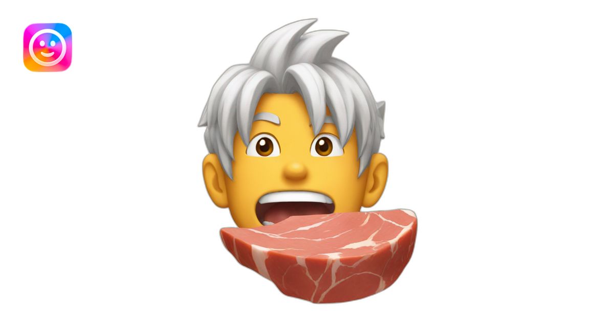 goku is eating meat emoji | AI Emoji Generator
