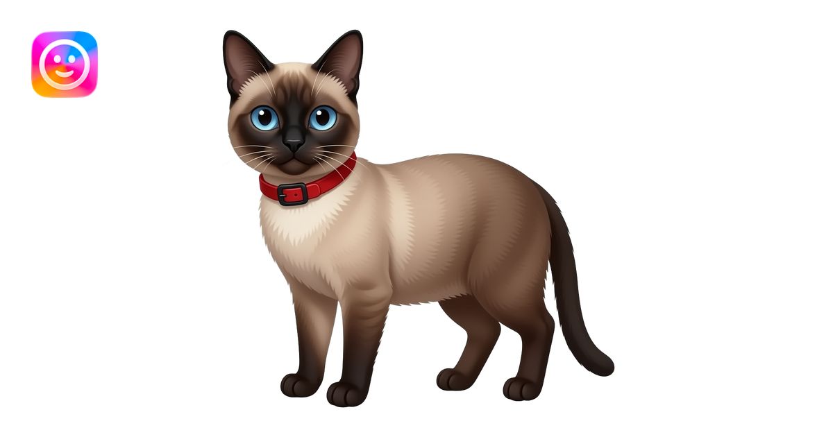A dark seal-point Siamese Cat with blue eyes and wearing a red collar ...