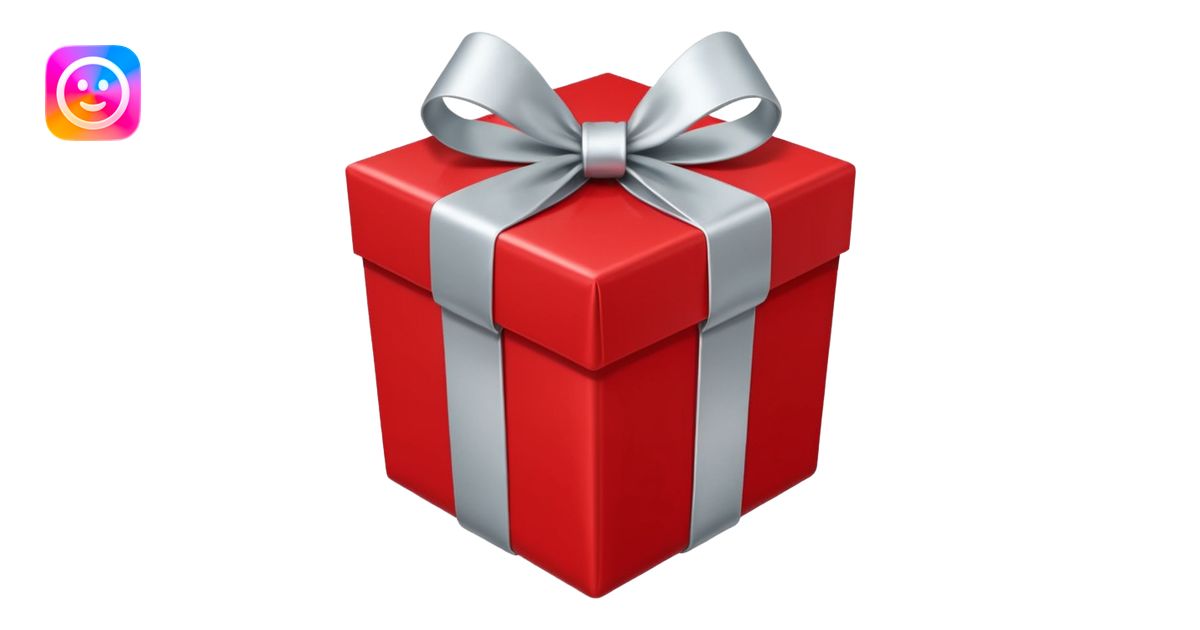 red gift box wrapped with silver ribbon emoji | AI Emoji Generator