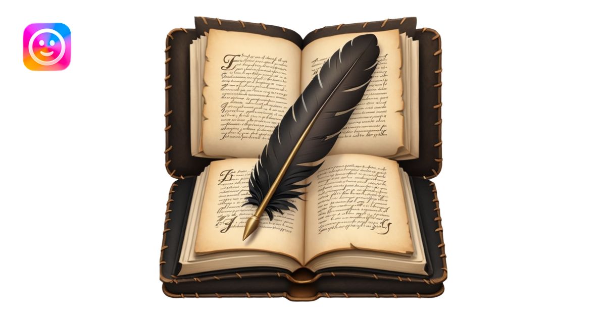 feather quill writing in a book emoji | AI Emoji Generator